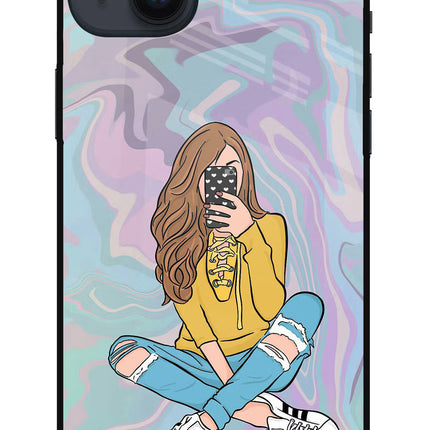 Selfie Girl iPhone 14 Plus Glass Case Back Cover by Casekaro