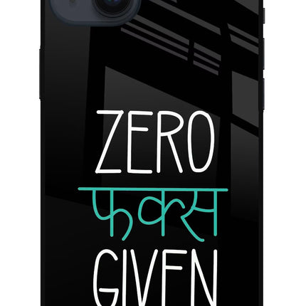 Zero Fucks Given iPhone 14 Plus Glass Case Back Cover by Casekaro