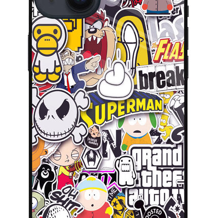 Sticker Bomb iPhone 14 Plus Glass Case Back Cover by Casekaro