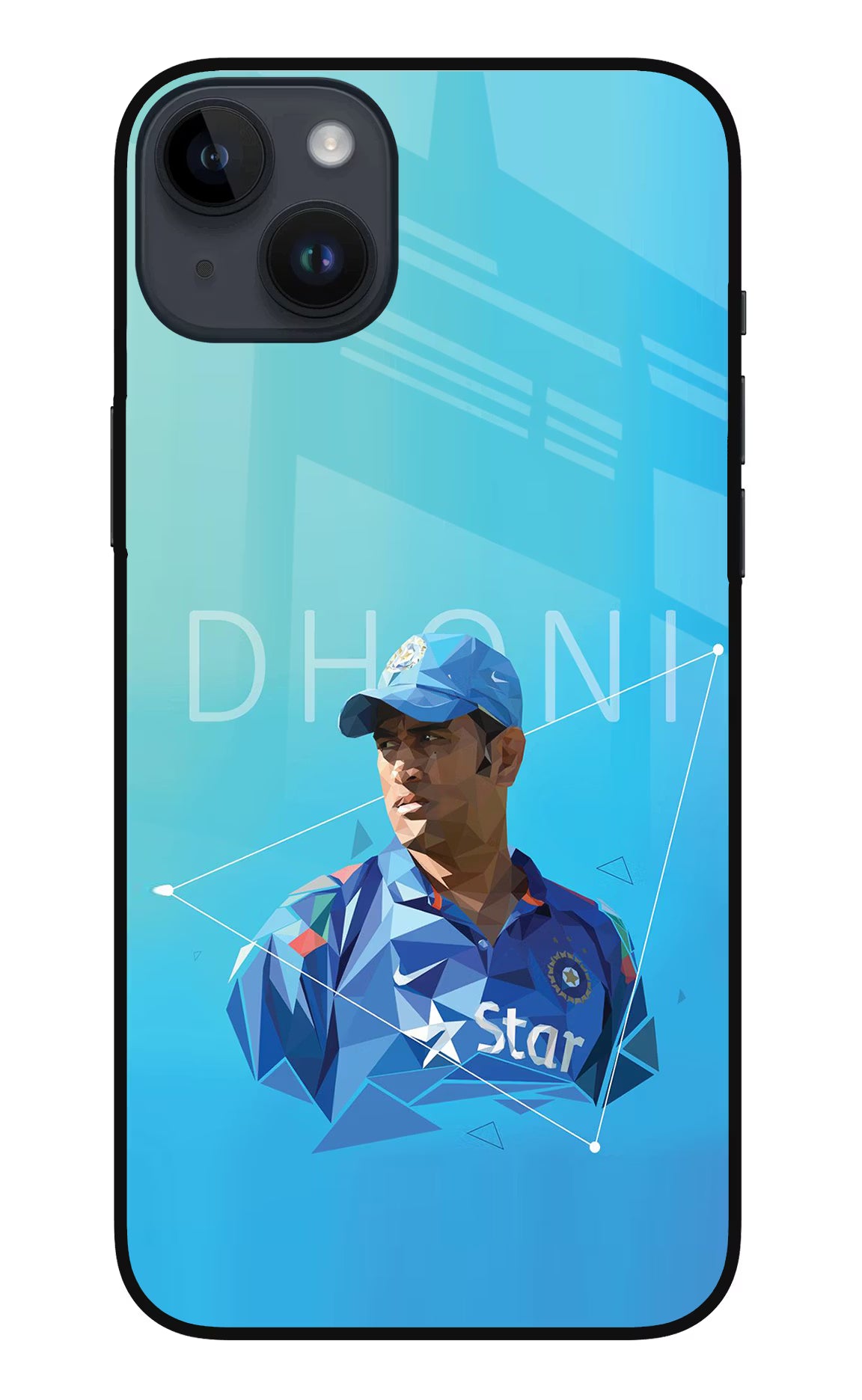 Dhoni Artwork iPhone 14 Plus Glass Case Back Cover by Casekaro