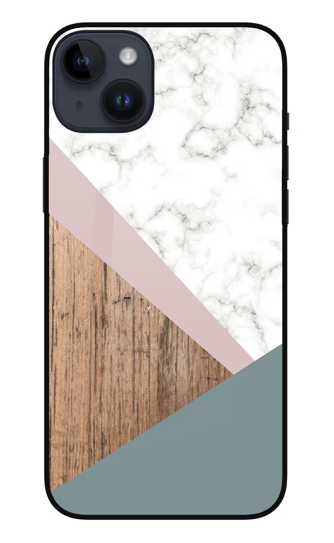 Marble wood Abstract iPhone 14 Plus Glass Case Back Cover by Casekaro
