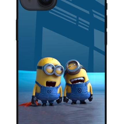 Minion Laughing iPhone 14 Plus Glass Case Back Cover by Casekaro