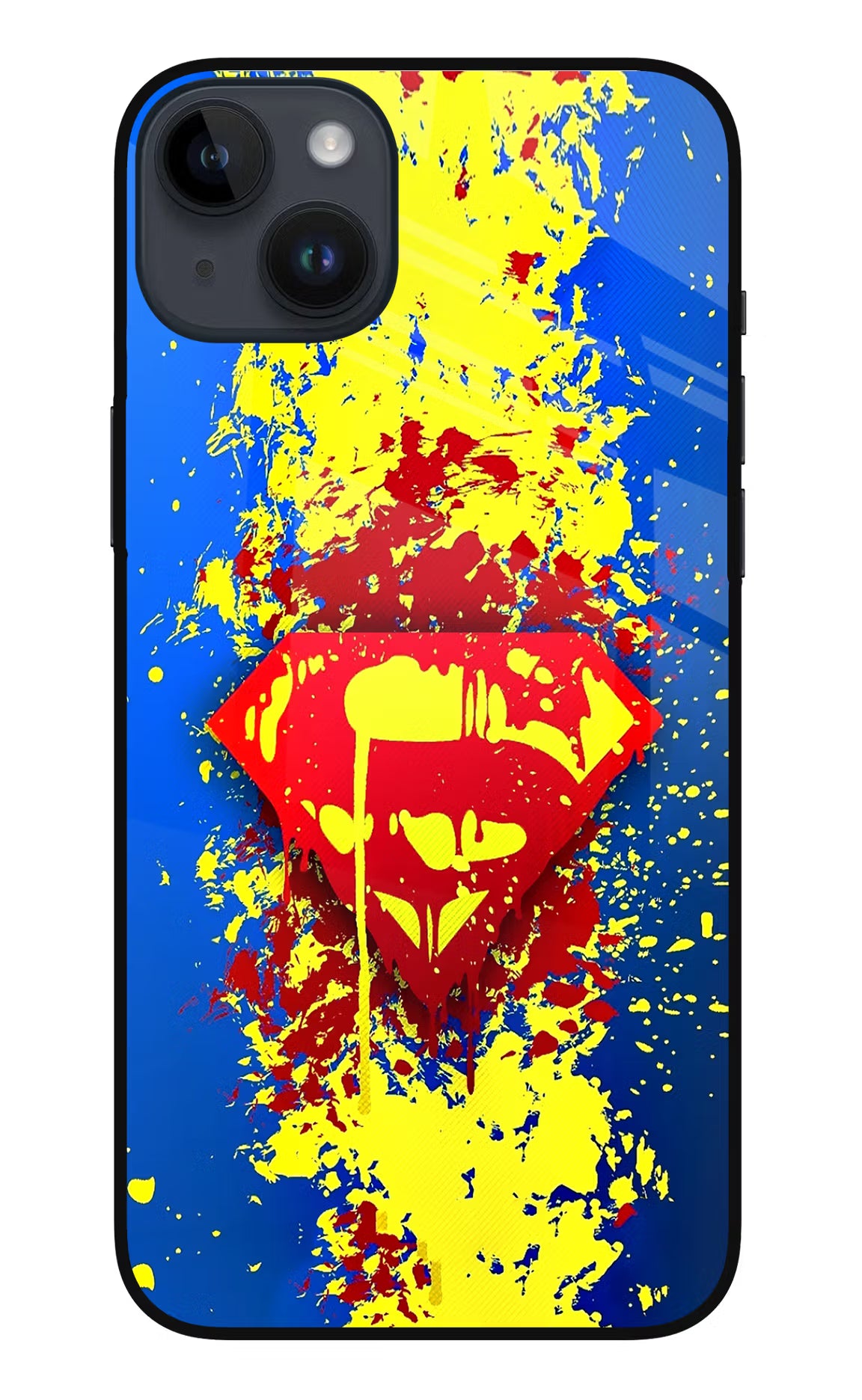 Superman logo iPhone 14 Plus Glass Case Back Cover by Casekaro