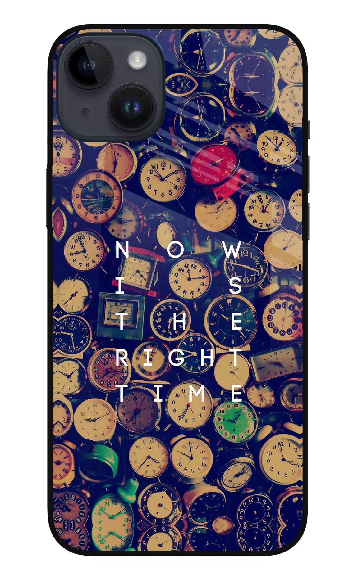 Now is the Right Time Quote iPhone 14 Plus Glass Case Back Cover by Casekaro