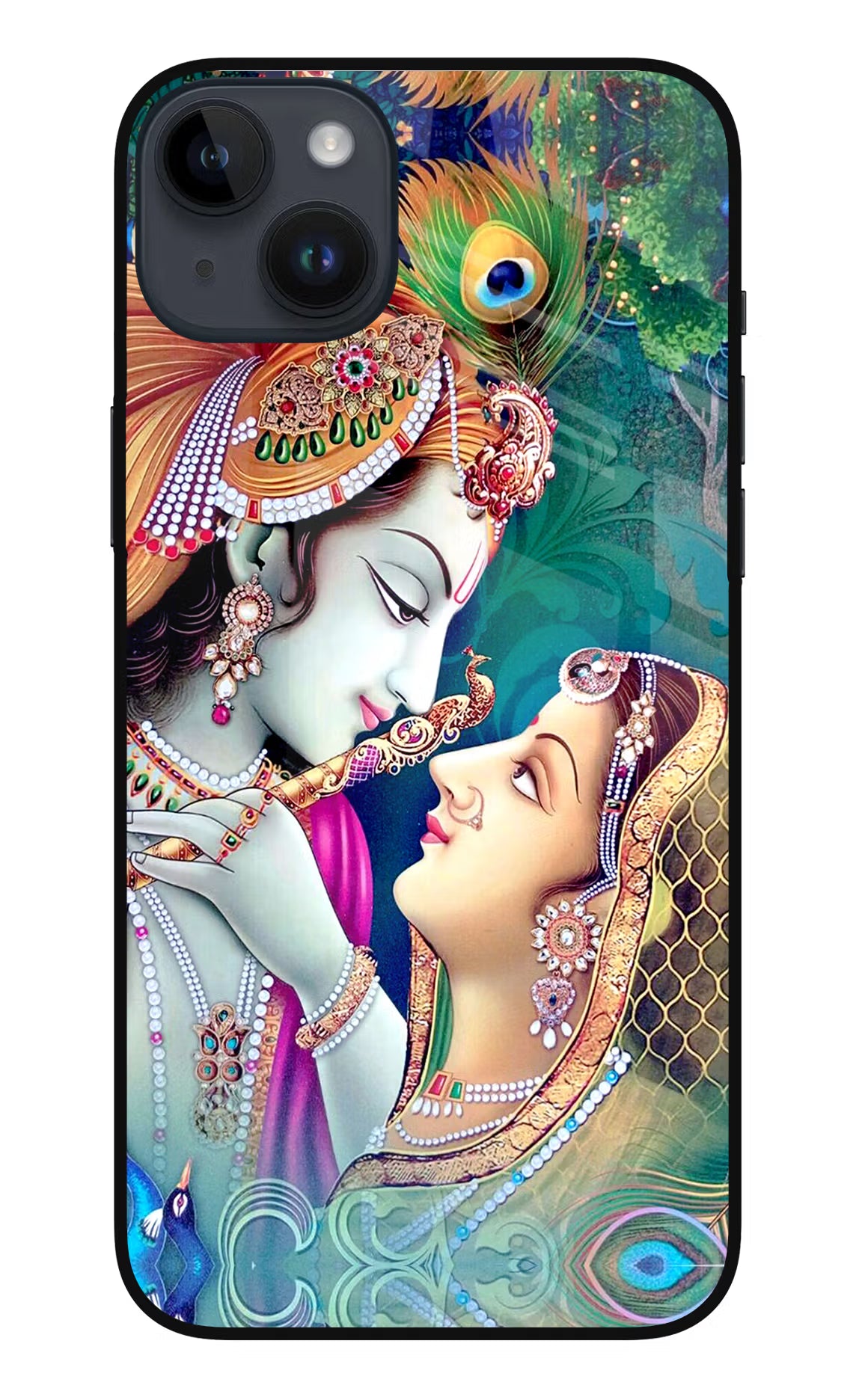 Lord Radha Krishna iPhone 14 Plus Glass Case Back Cover by Casekaro