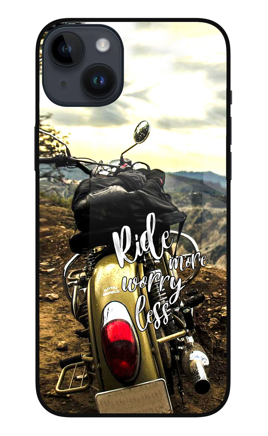 Ride More Worry Less iPhone 14 Plus Back Cover, Metal case
