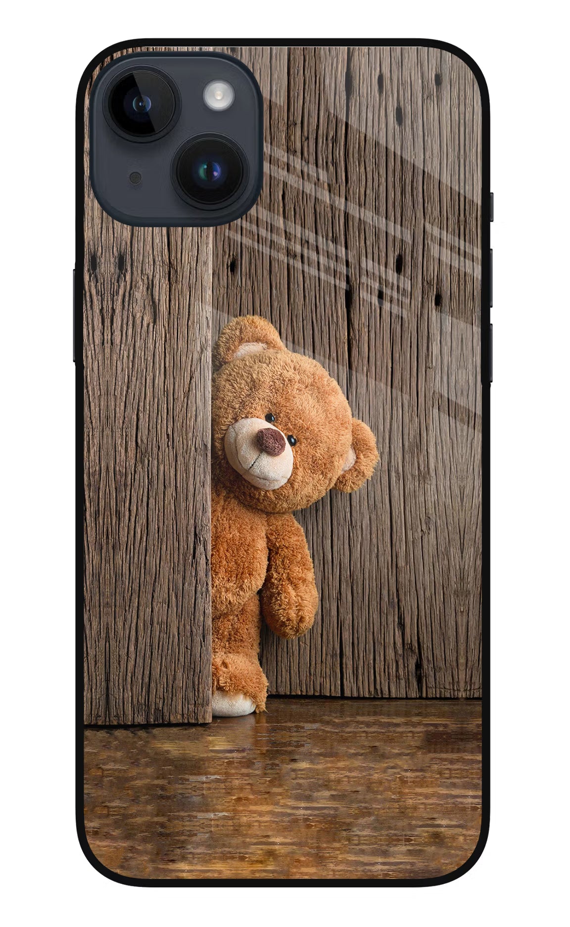 Teddy Wooden iPhone 14 Plus Glass Case Back Cover by Casekaro