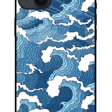 Blue Waves iPhone 14 Plus Glass Case Back Cover by Casekaro