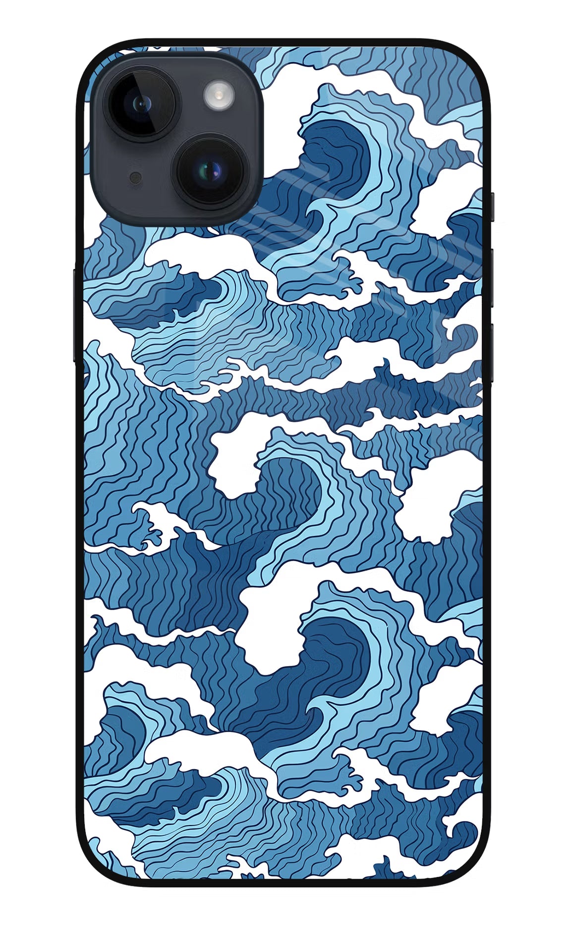 Blue Waves iPhone 14 Plus Glass Case Back Cover by Casekaro