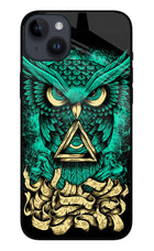 Green Owl iPhone 14 Plus Glass Case Back Cover by Casekaro