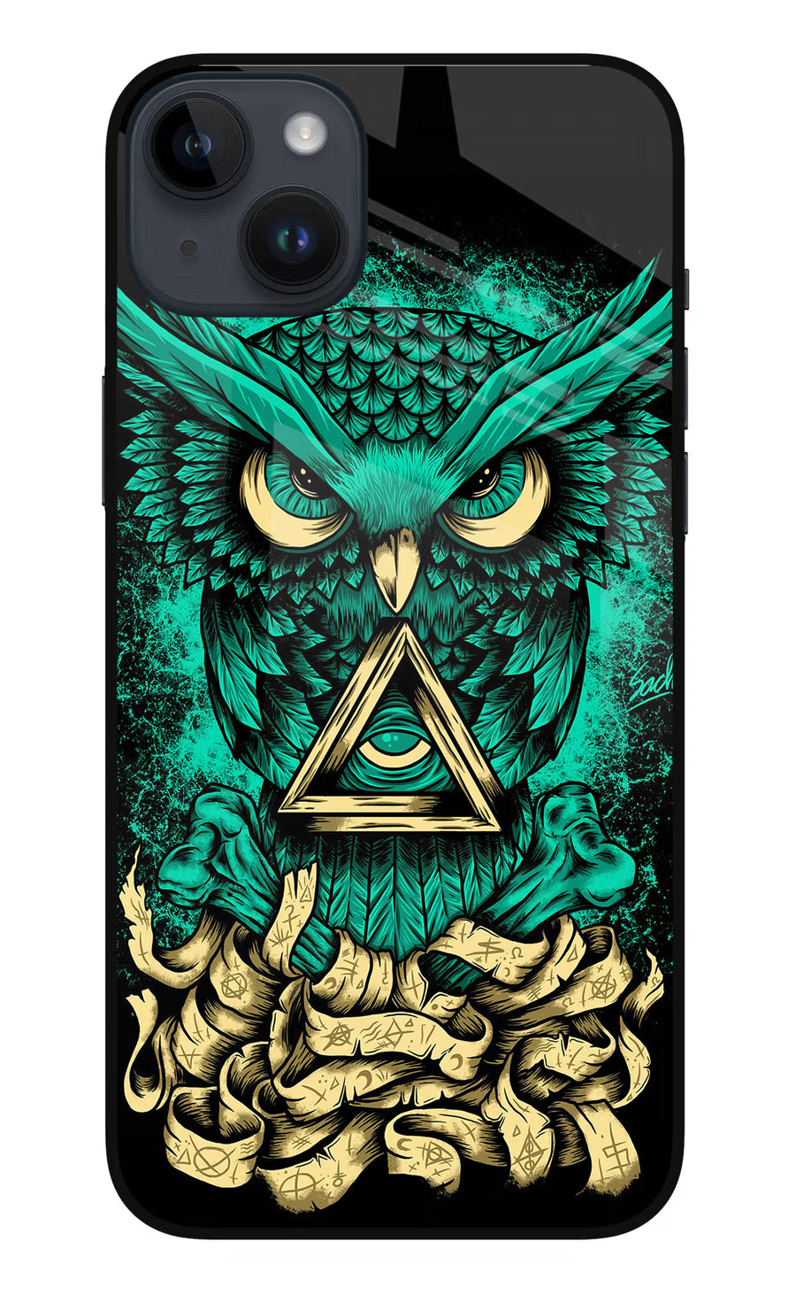 Green Owl iPhone 14 Plus Back Cover, Metal case
