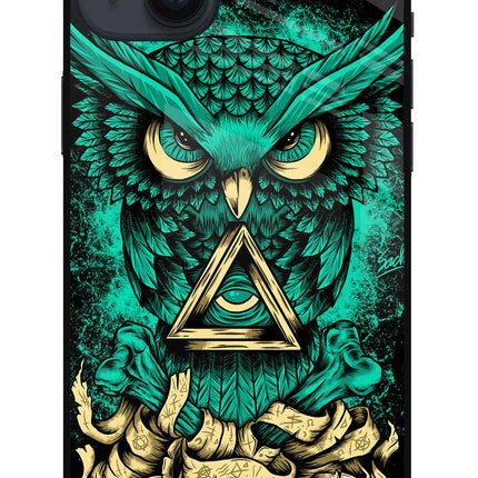 Green Owl iPhone 14 Plus Glass Case