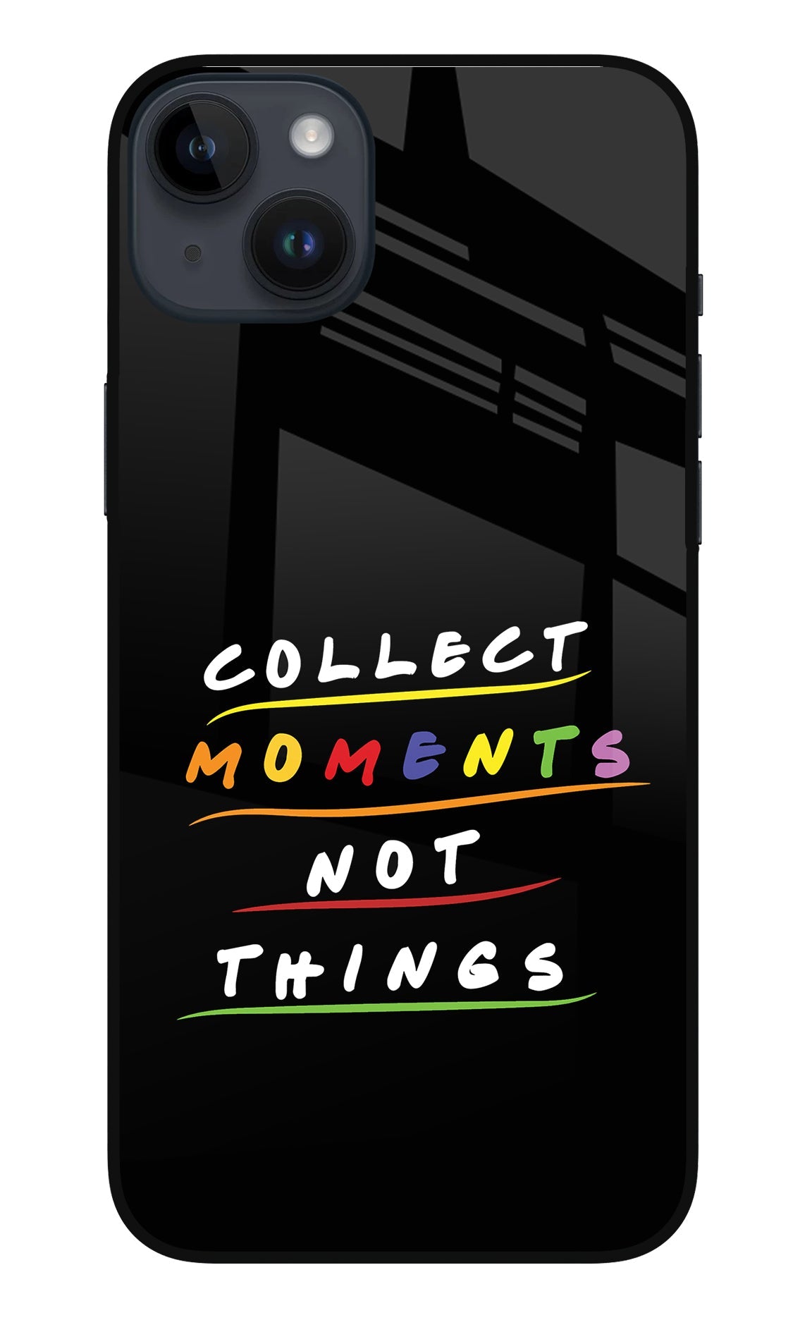 Collect Moments Not Things iPhone 14 Plus Glass Case