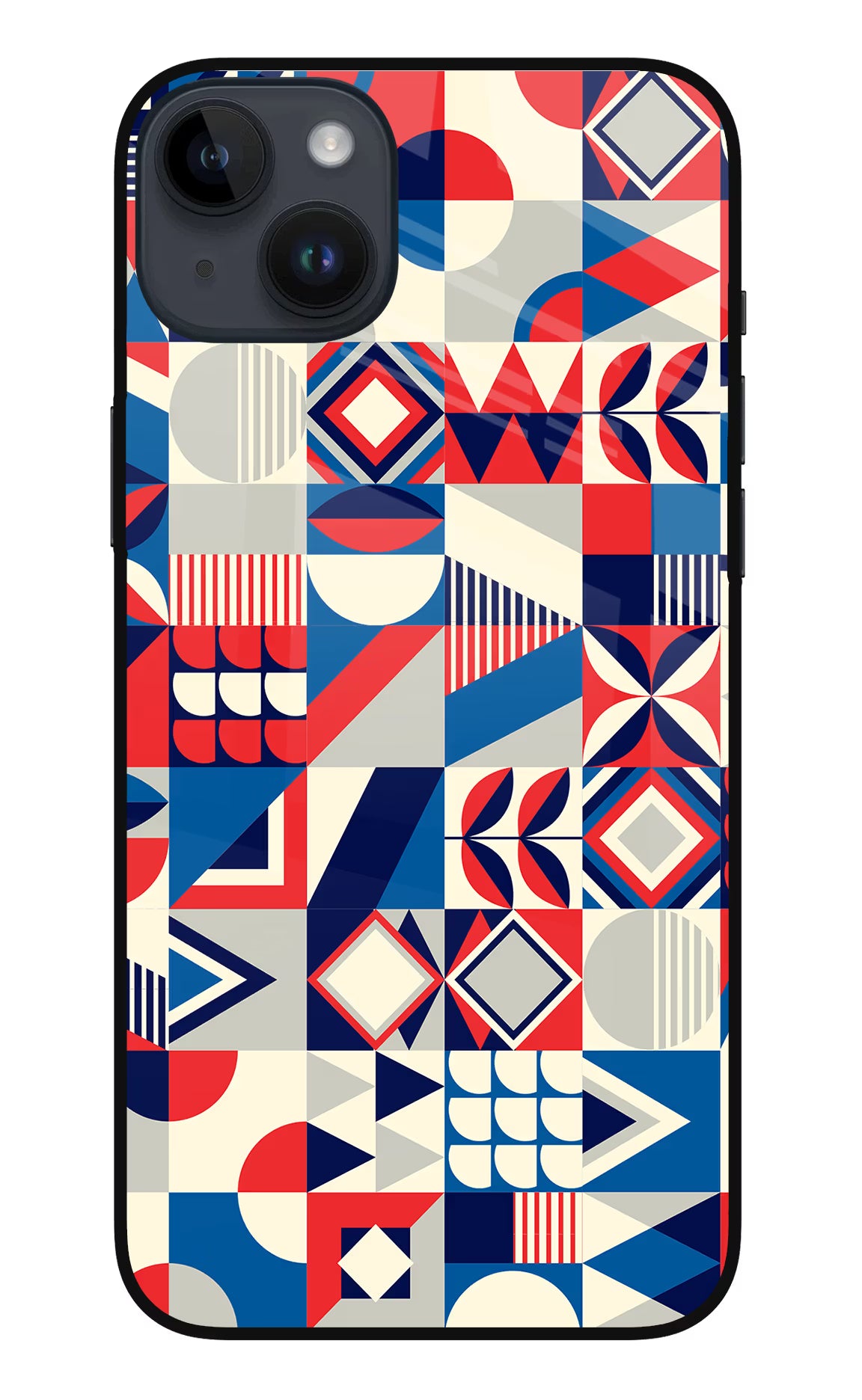 Colorful Pattern iPhone 14 Plus Glass Case Back Cover by Casekaro