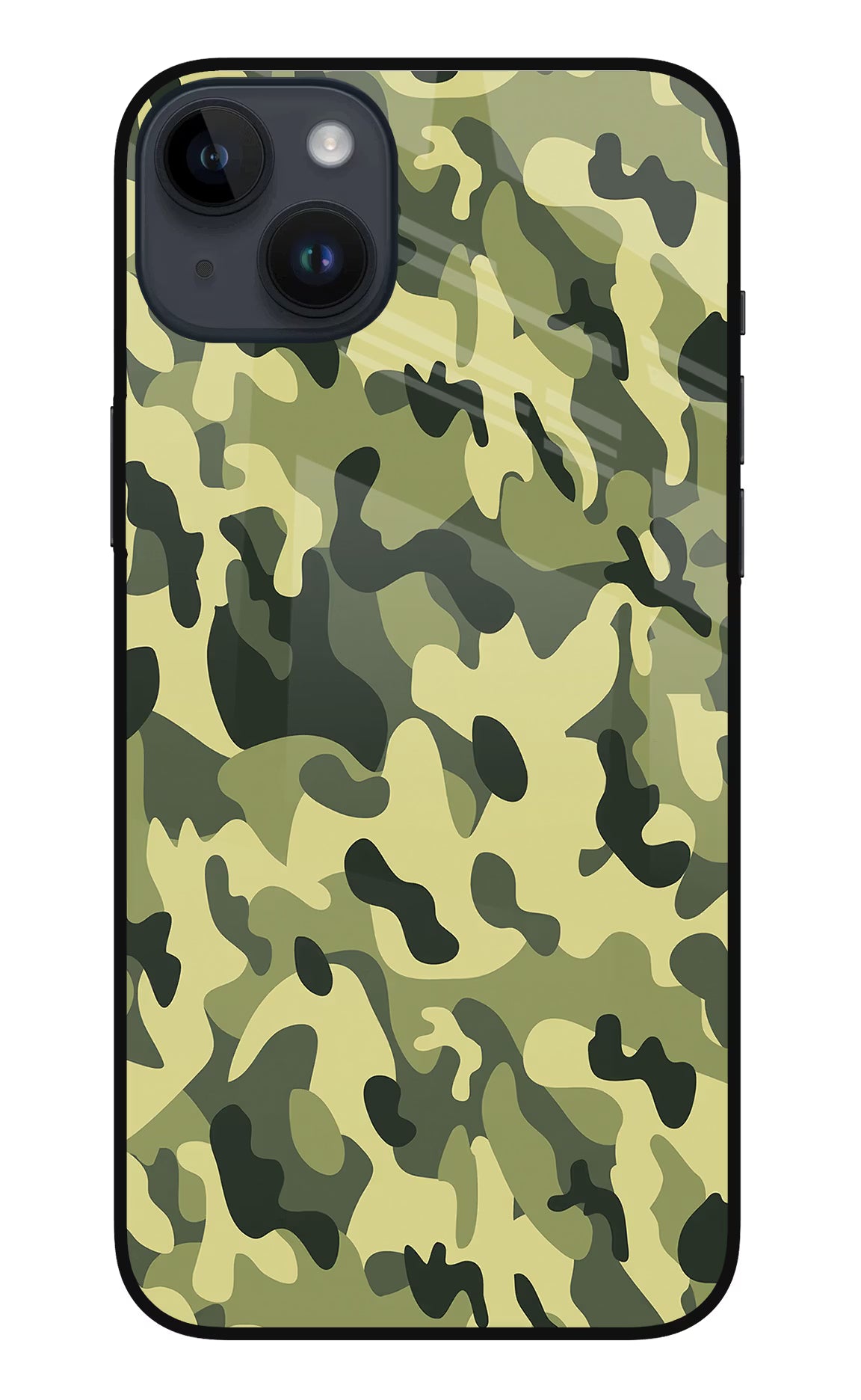 Camouflage iPhone 14 Plus Glass Case Back Cover by Casekaro