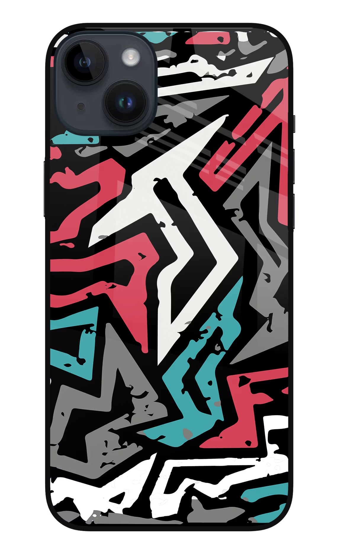 Geometric Graffiti iPhone 14 Plus Glass Case Back Cover by Casekaro
