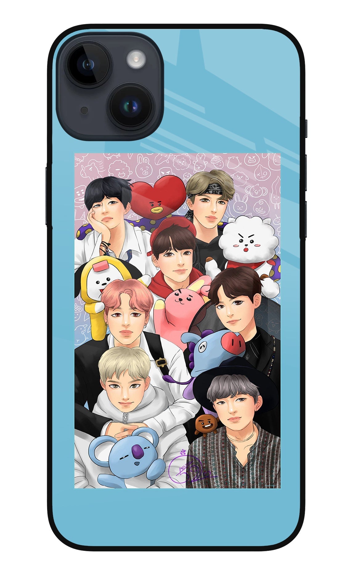 BTS with animals iPhone 14 Plus Glass Case