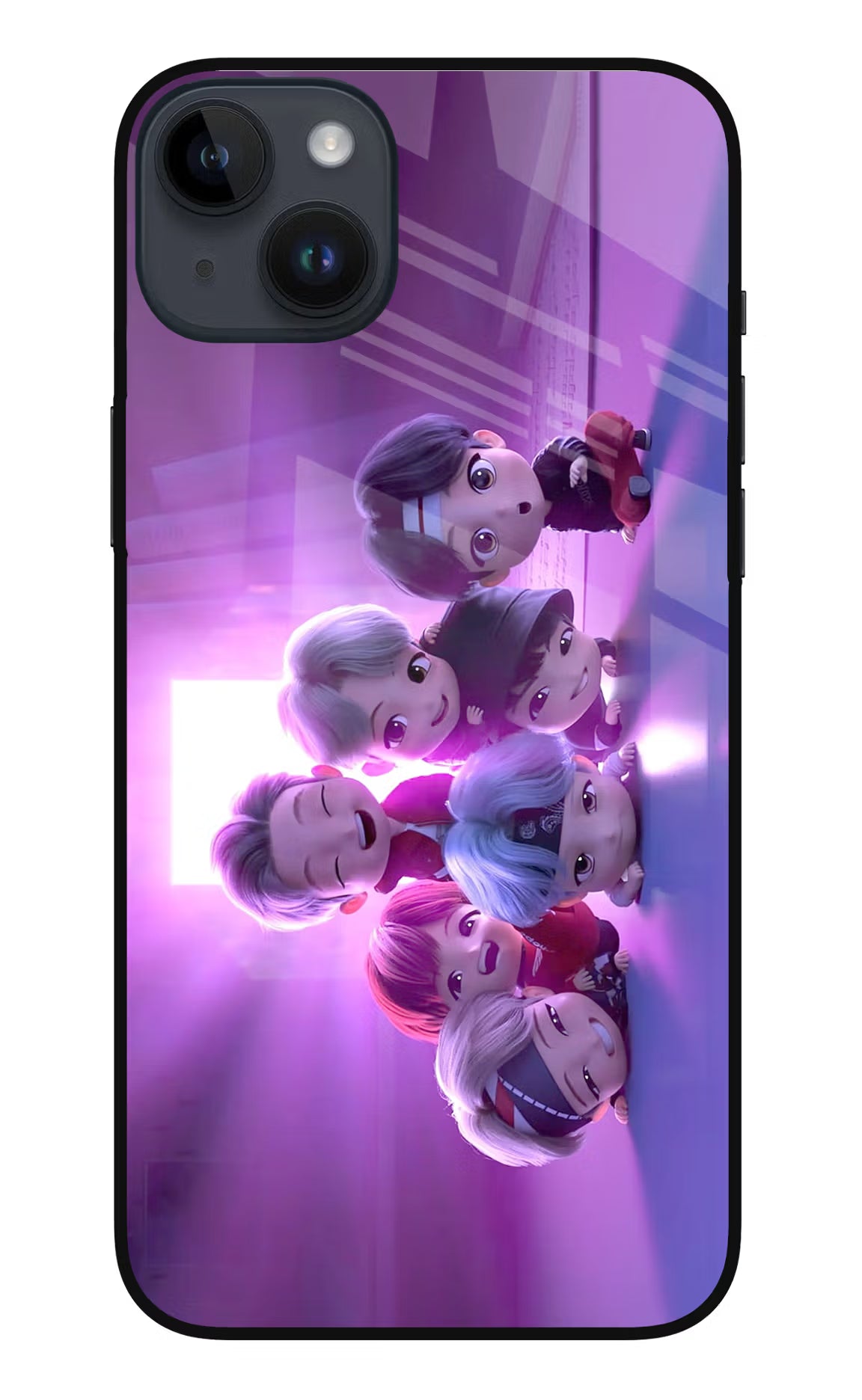 BTS Chibi iPhone 14 Plus Glass Case Back Cover by Casekaro