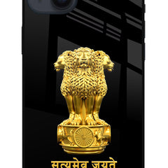 Satyamev Jayate Golden iPhone 14 Plus Glass Case