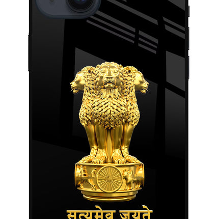 Satyamev Jayate Golden iPhone 14 Plus Glass Case