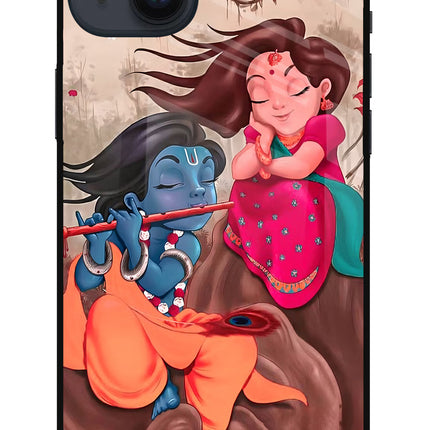 Radhe Krishna iPhone 14 Plus Glass Case Back Cover by Casekaro
