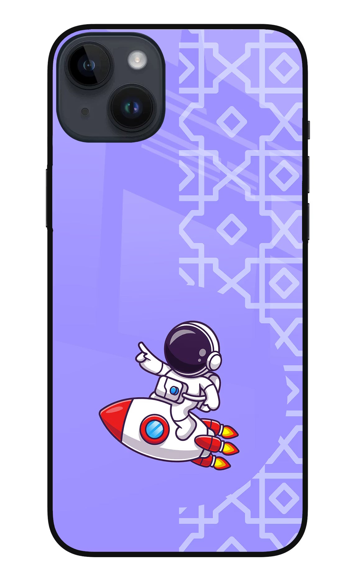 Cute Astronaut iPhone 14 Plus Glass Case Back Cover by Casekaro