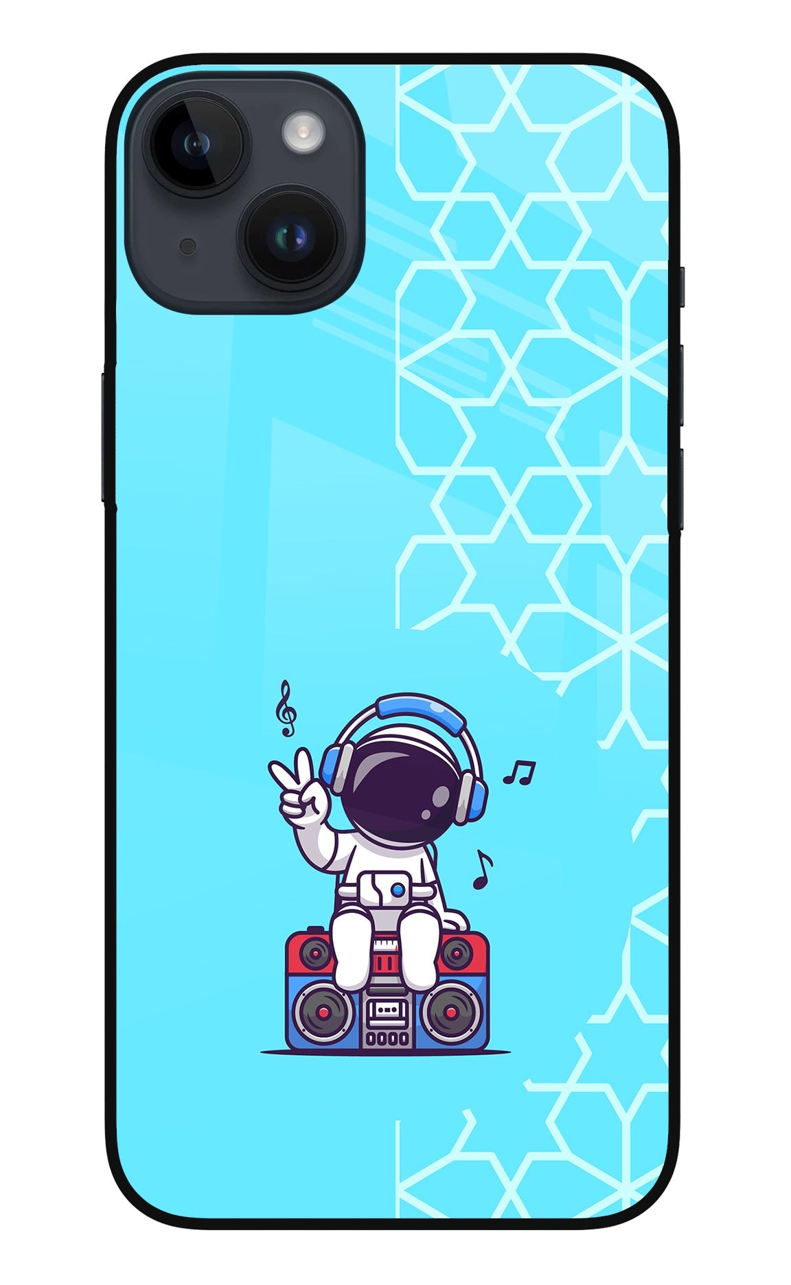 Cute Astronaut Chilling iPhone 14 Plus Glass Case