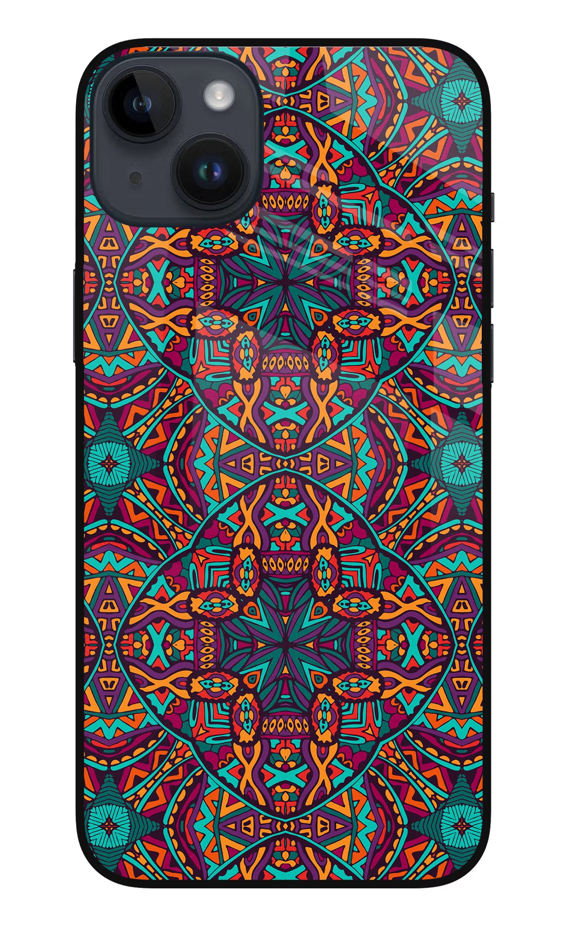 Colour Mandala iPhone 14 Plus Glass Case Back Cover by Casekaro