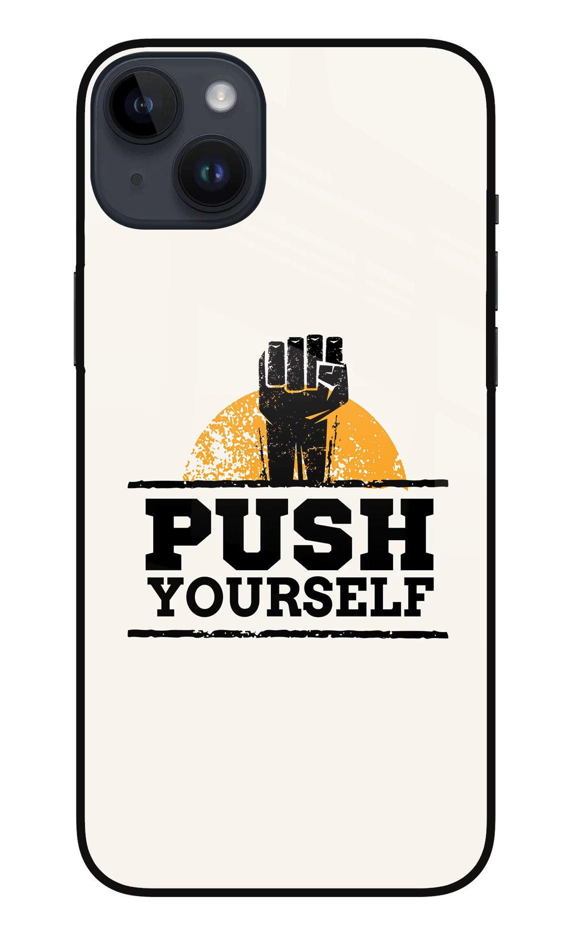 Push Yourself iPhone 14 Plus Glass Case Back Cover by Casekaro