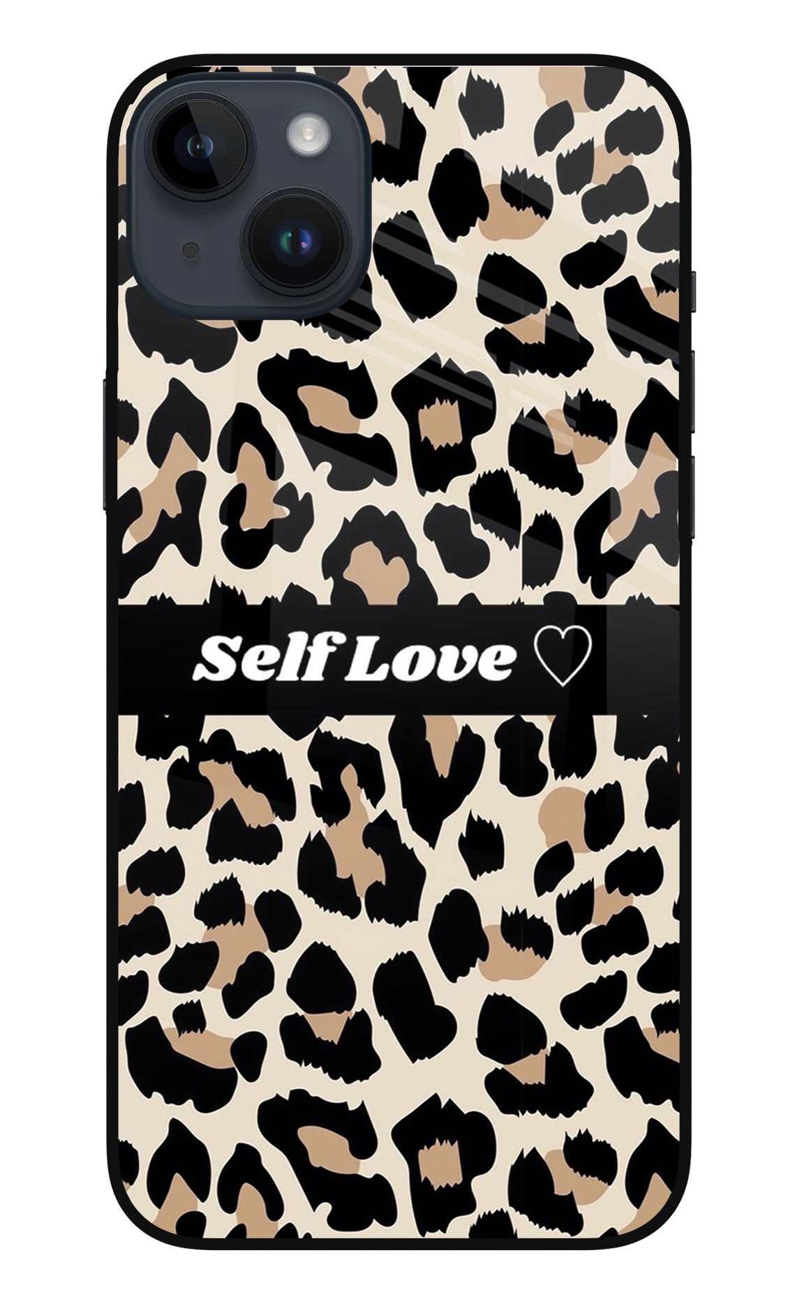 Leopard Print Self Love iPhone 14 Plus Glass Case