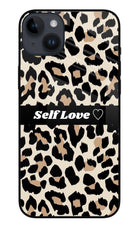 Leopard Print Self Love iPhone 14 Plus Glass Case Back Cover by Casekaro