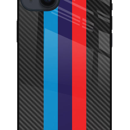 BMW Stripes Pattern iPhone 14 Plus Glass Case Back Cover by Casekaro