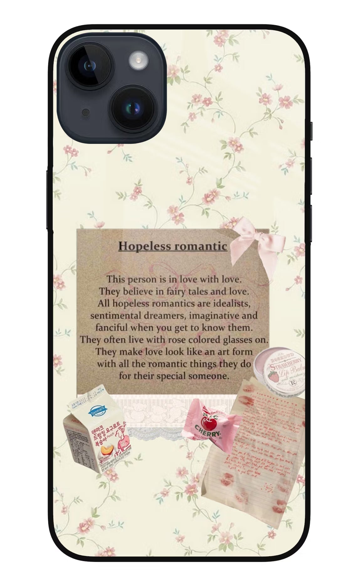 Hopeless Romantic iPhone 14 Plus Glass Case Back Cover by Casekaro
