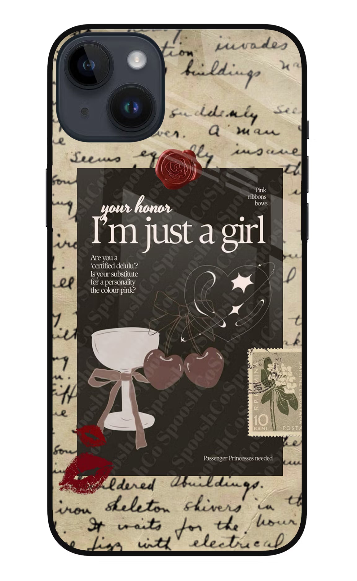I am just a girl iPhone 14 Plus Glass Case Back Cover by Casekaro