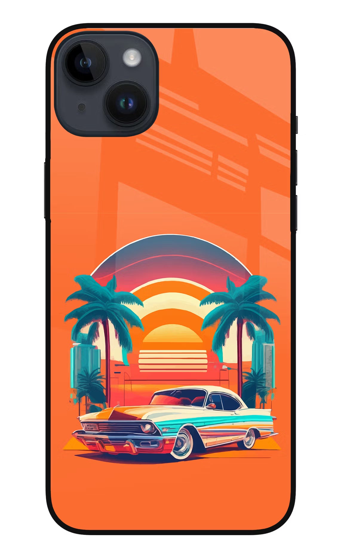 Palm Drive 80s iPhone 14 Plus Glass Case Back Cover by Casekaro