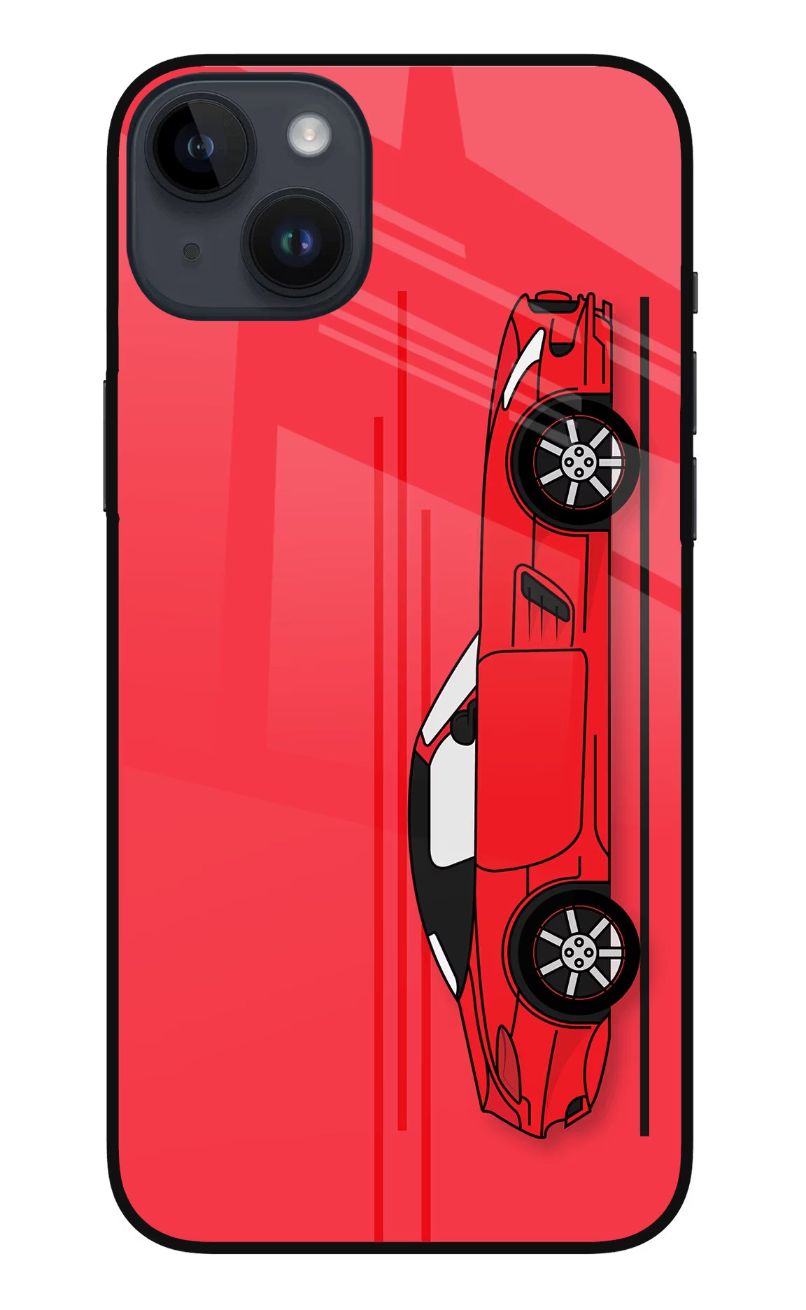 Red Velocity iPhone 14 Plus Glass Case Back Cover by Casekaro