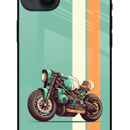 Striped Moto Drift iPhone 14 Plus Glass Case Back Cover by Casekaro