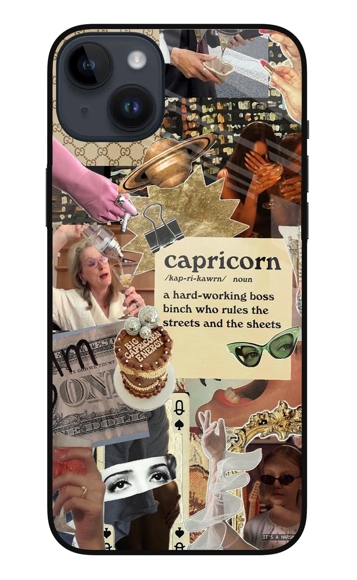Capricorn Zodiac iPhone 14 Plus Glass Case Back Cover by Casekaro