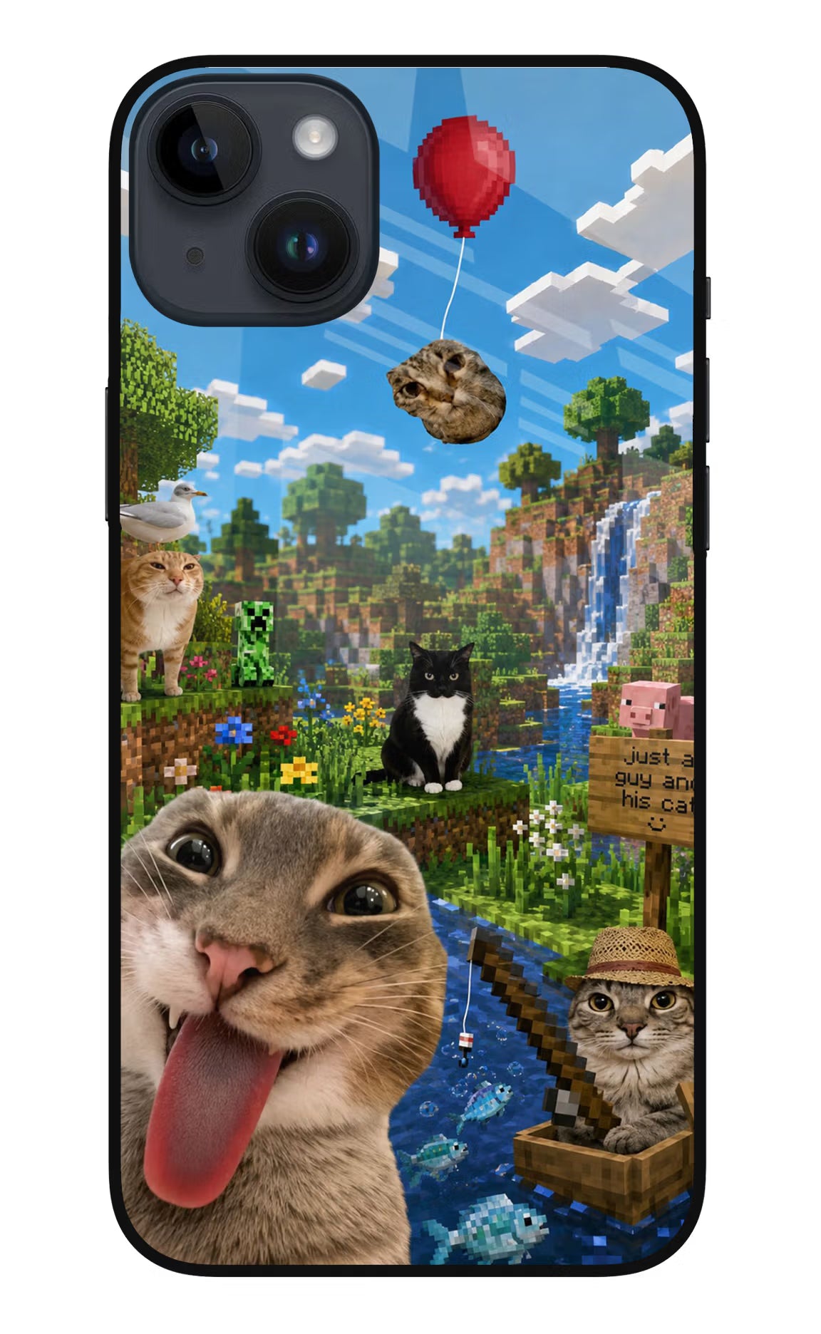 Minecraft Cat Chaos iPhone 14 Plus Glass Case