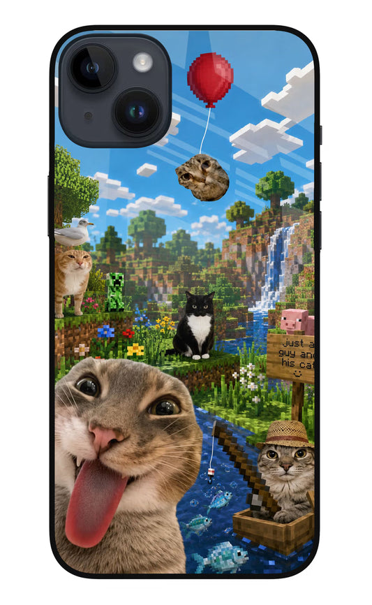 Minecraft Cat Chaos iPhone 14 Plus Glass Case