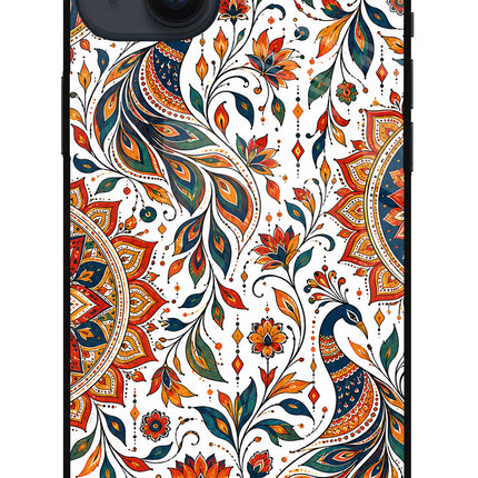White Mayura iPhone 14 Plus Glass Case