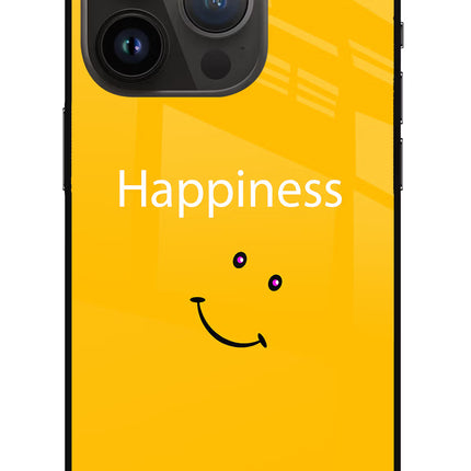 Happiness With Smiley iPhone 14 Pro Glass Case Back Cover by Casekaro