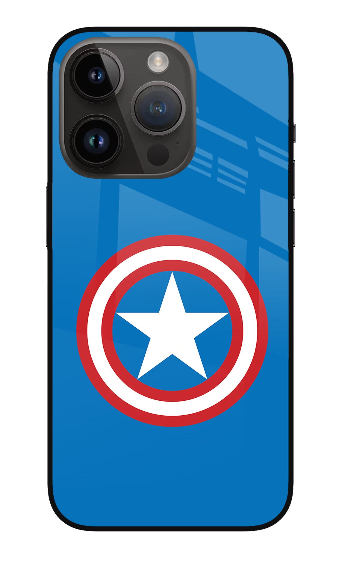 Captain America Logo iPhone 14 Pro Glass Case Back Cover by Casekaro