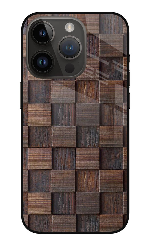 Wooden Cube Design iPhone 14 Pro Glass Case