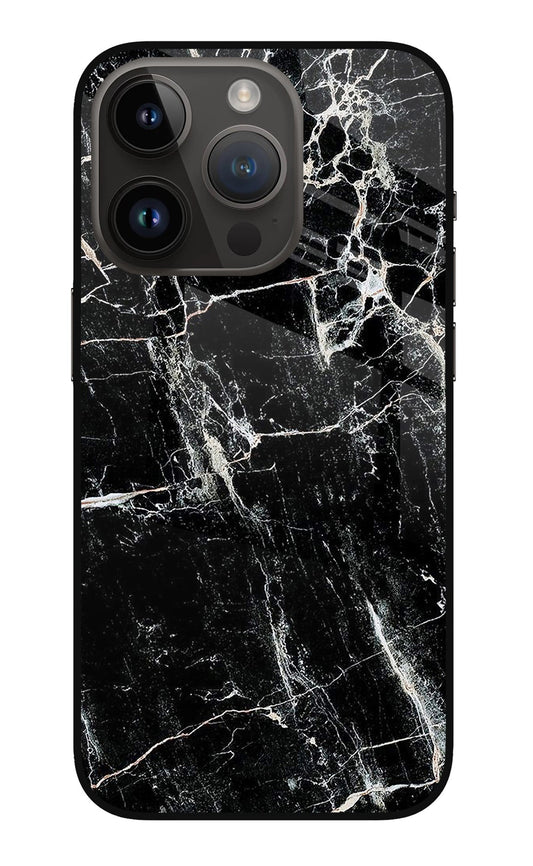 Black Marble Texture iPhone 14 Pro Glass Case