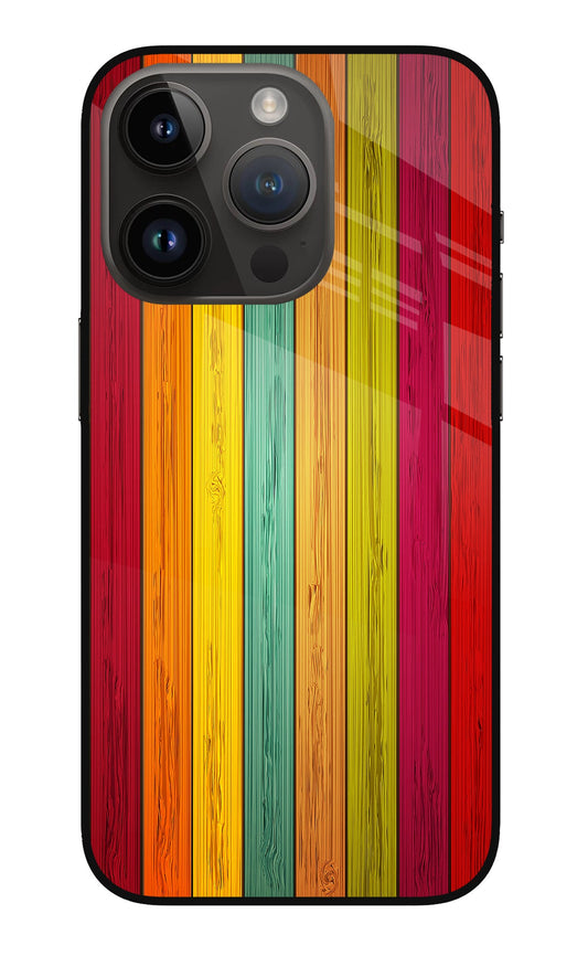 Multicolor Wooden iPhone 14 Pro Glass Case
