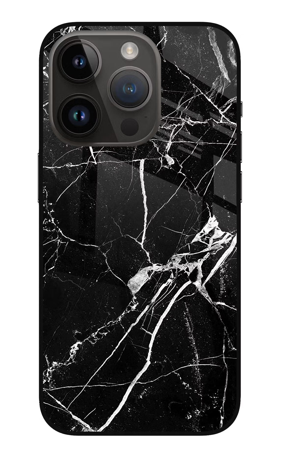 Black Marble Pattern iPhone 14 Pro Back Cover, Metal case