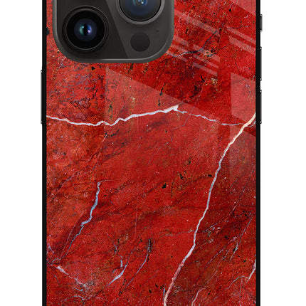 Red Marble Design iPhone 14 Pro Glass Case Back Cover by Casekaro