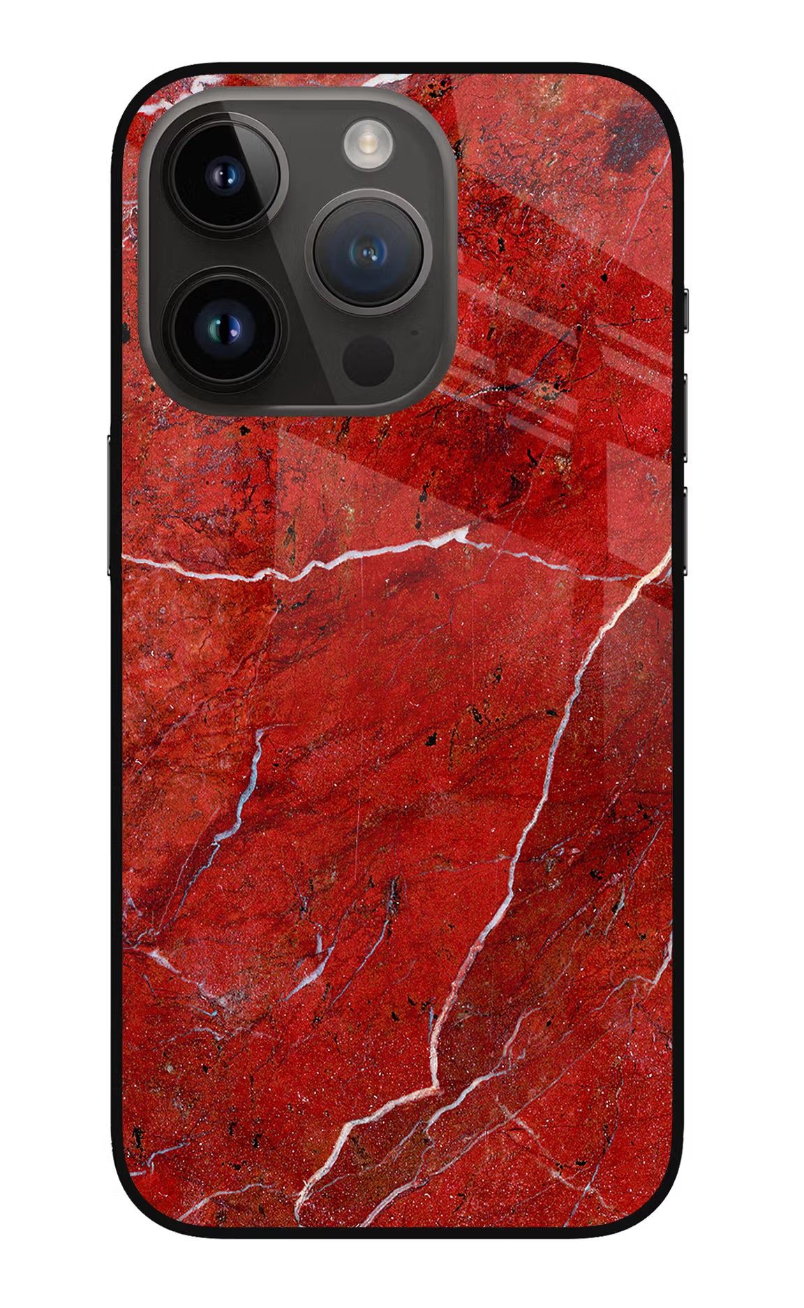Red Marble Design iPhone 14 Pro Glass Case Back Cover by Casekaro