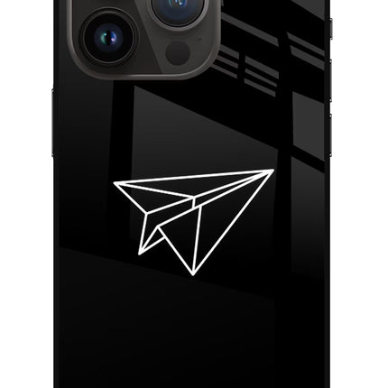 Paper Plane White iPhone 14 Pro Glass Case Back Cover by Casekaro